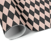Papier Cadeau Black & Tea Rose Harlequin Diamonds (Coin rond)