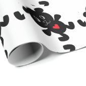 Papier Cadeau Black Teddy Bear Love (Coin rond)