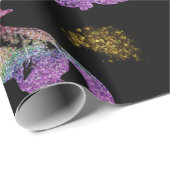 Papier Cadeau Black Unicorn Magie (Coin rond)