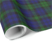 Papier Cadeau Black Watch Tartan bleu vert Plaid (Coin rond)