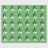 Papier Cadeau Black White Cocker Spaniels Green Wrapping Paper (Plat)