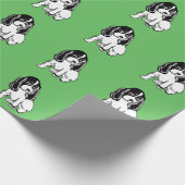 Papier Cadeau Black White Cocker Spaniels Green Wrapping Paper (Coin)