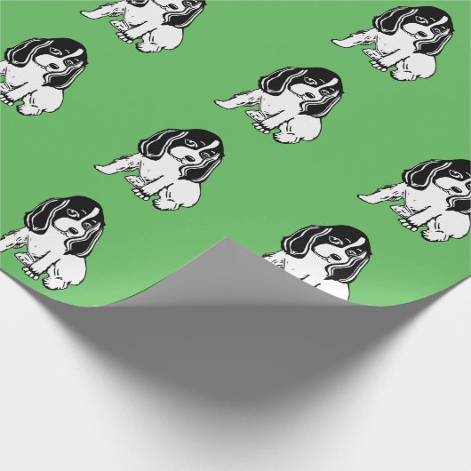 Papier Cadeau Black White Cocker Spaniels Green Wrapping Paper (Coin)