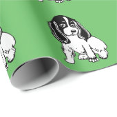 Papier Cadeau Black White Cocker Spaniels Green Wrapping Paper (Coin rond)