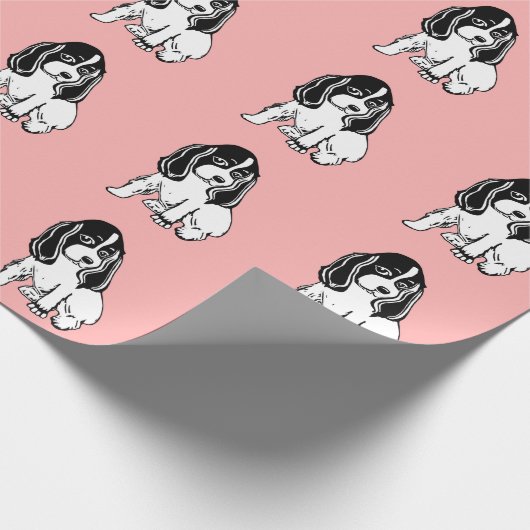 Papier Cadeau Black White Cocker Spaniels Pink Wrapping Paper (Coin)