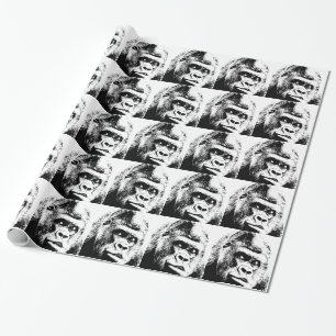 Papier Cadeau Black White Pop Art Gorilla