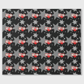 Papier Cadeau Black White Red Checked Stars 16e anniversaire (Plat)