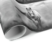 Papier Cadeau Black White Runse Horse Freedom (Coin rond)