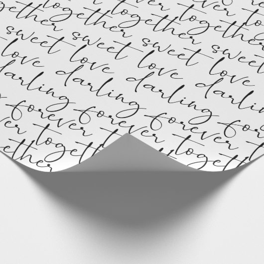 Papier Cadeau Black & White Script Love (Coin)