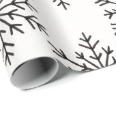 Papier Cadeau Black & White Snowflake Pattern Wrapping Paper  (Coin rond)