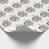 Papier Cadeau Black White Stripes Ornament Christmas (Coin)