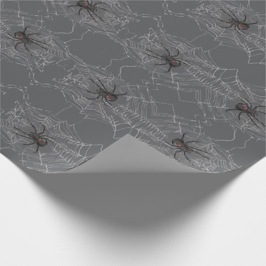 Papier Cadeau Black Widow Spider And Spiderweb Drawing Art (Coin)