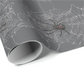 Papier Cadeau Black Widow Spider And Spiderweb Drawing Art (Coin rond)