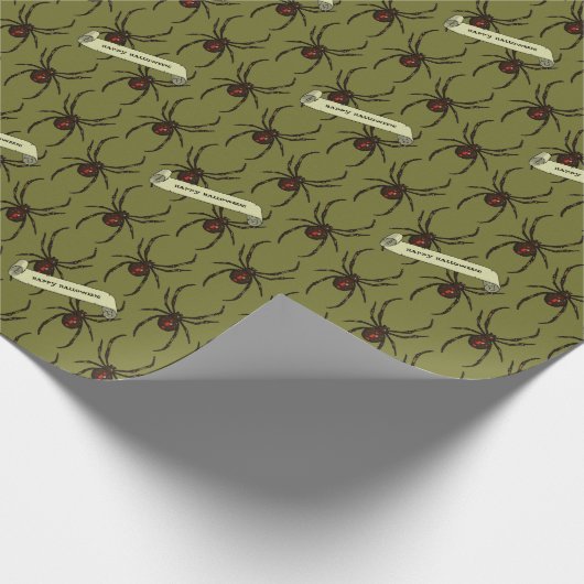 Papier Cadeau Black Widow Spider Halloween Pixel Art Pattern (Coin)