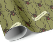 Papier Cadeau Black Widow Spider Halloween Pixel Art Pattern (Coin rond)