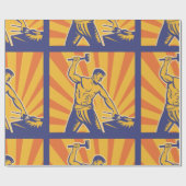 Papier Cadeau Blacksmith Hammering Retro Strongman Labor (Plat)