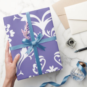 Papier Cadeau Blanc Baroque Damas Custom Purple Arrière - plan
