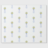 Papier Cadeau Blanc Bleu Chinoiserie Noël Orange Topiary (Plat)