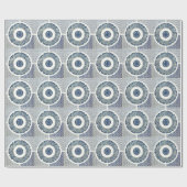 Papier Cadeau Blanc bleu Floral chinois rond (Plat)