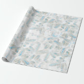 Papier Cadeau Blanc Bleu Gris de Noël Fir Arbre Imprimer Envelop (Déroulé)