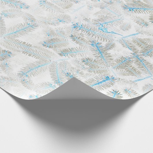 Papier Cadeau Blanc Bleu Gris de Noël Fir Arbre Imprimer Envelop (Coin)