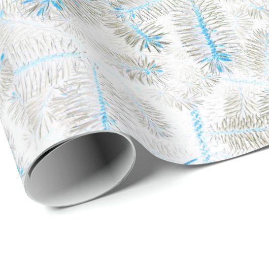 Papier Cadeau Blanc Bleu Gris de Noël Fir Arbre Imprimer Envelop (Coin rond)