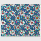 Papier Cadeau Blanc Bleu Jaune Orange Rouge Fleurs de marais Mot (Plat)