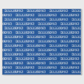 Papier Cadeau Blanc bleu moderne nom de famille texte anniversai (Plat)