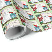 Papier Cadeau Blanc Chat Noël Ornements drôle (Coin rond)