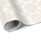 Papier Cadeau Blanc Crème Floral (Coin rond)