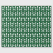 Papier Cadeau Blanc Cute Ananas Motif de vacances sur vert (Plat)