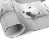 Papier Cadeau Blanc de chien de photo de Samoyed (Coin rond)