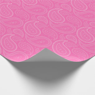 Papier Cadeau Blanc de Paisley sur le papier d'emballage rose