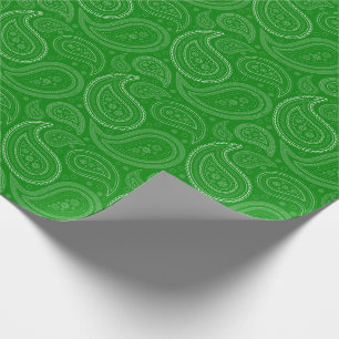 Papier Cadeau Blanc de Paisley sur le papier d'emballage vert