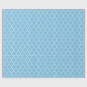 Papier Cadeau Blanc de Quatrefoil de Marocain sur bleu-clair (Plat)