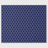 Papier Cadeau Blanc de Quatrefoil de Marocain sur le bleu marine (Plat)