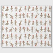 Papier Cadeau Blanc doux et idiot de singe de chaussette (Plat)