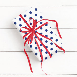 Papier Cadeau Blanc et bleu à pois