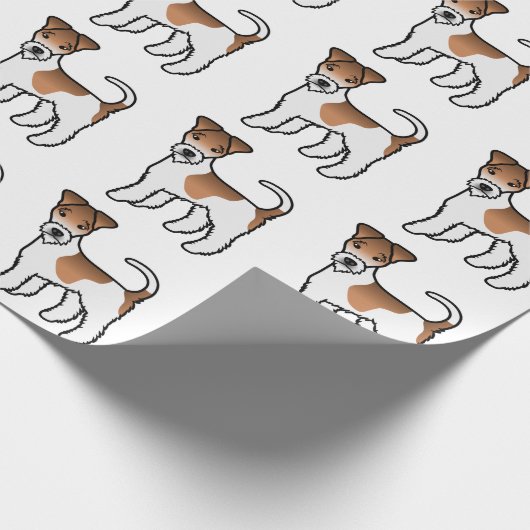 Papier Cadeau Blanc Et Fil Tan Fox Terrier Meilleur Chien Motif (Coin)