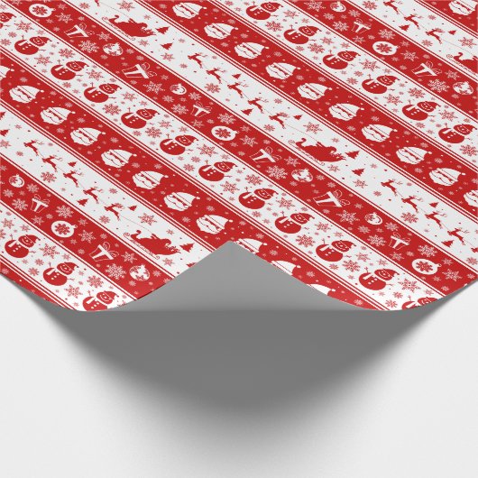 Papier Cadeau Blanc et rouge Père Noël Face et Motif Snowman (Coin)