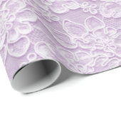 Papier Cadeau Blanc et texture de dentelle de lavande (Coin rond)