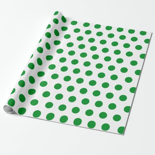 Papier Cadeau Blanc et vert clair Polka Point Noël (Déroulé)