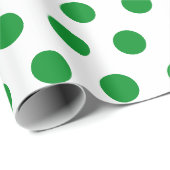 Papier Cadeau Blanc et vert clair Polka Point Noël (Coin rond)