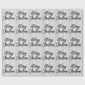 Papier Cadeau Blanc Floral Pailleté Glam Joyeux Noël Script (Plat)