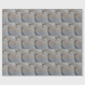 Papier Cadeau Blanc gris, Coquillages, Sea Shell Summer Beach Lo (Plat)