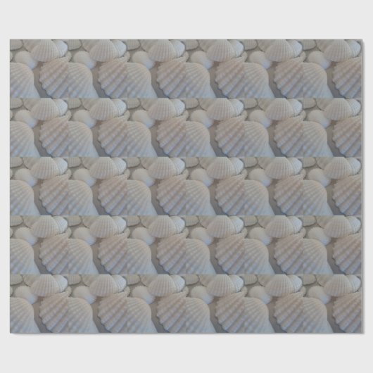 Papier Cadeau Blanc gris, Coquillages, Sea Shell Summer Beach Lo (Plat)