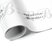Papier Cadeau Blanc Initiales de nom de monogramme gris Simple É (Coin rond)