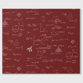 Papier Cadeau Blanc Mathématique Formules et équations Maroon (Plat)