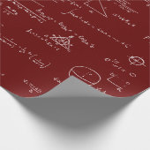 Papier Cadeau Blanc Mathématique Formules et équations Maroon (Coin)