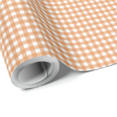 Papier Cadeau Blanc moderne et orange En vichy plaid (Coin rond)